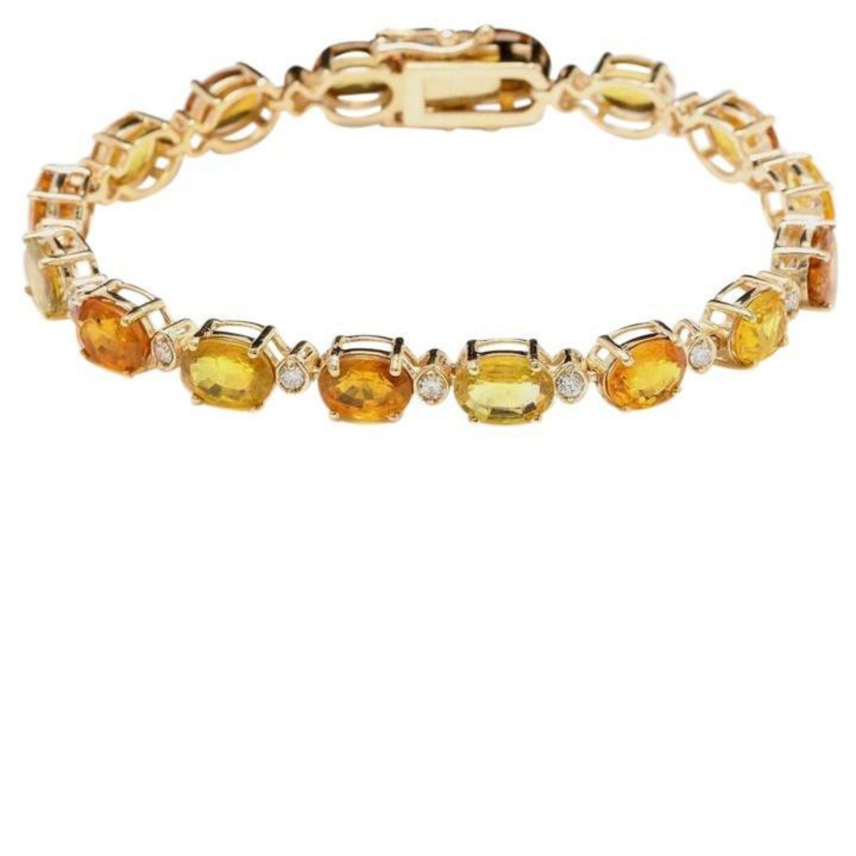 VeryImpressive 30.65Ct Natural Sapphire & Diamond 14K Solid Yellow Gold Bracelet For Sale 2