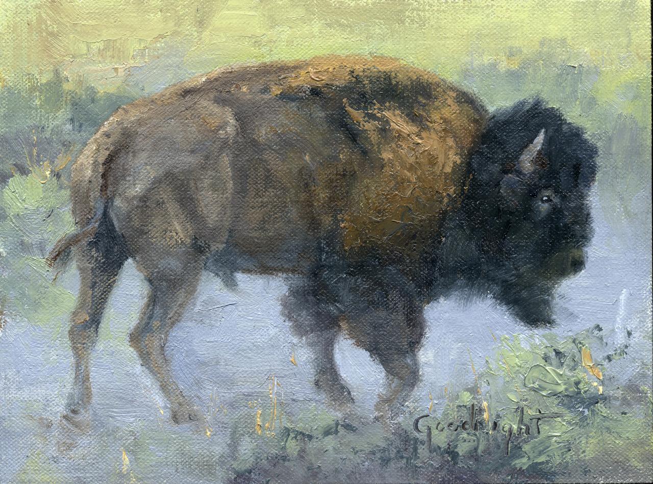 Veryl Goodnight Animal Painting - Bull Bison in Dust