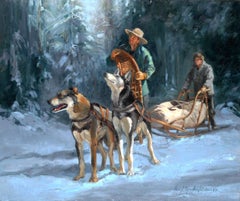 No Mountain Too High (dog-sledding, musher, huskies, snow, winter, evergreens)