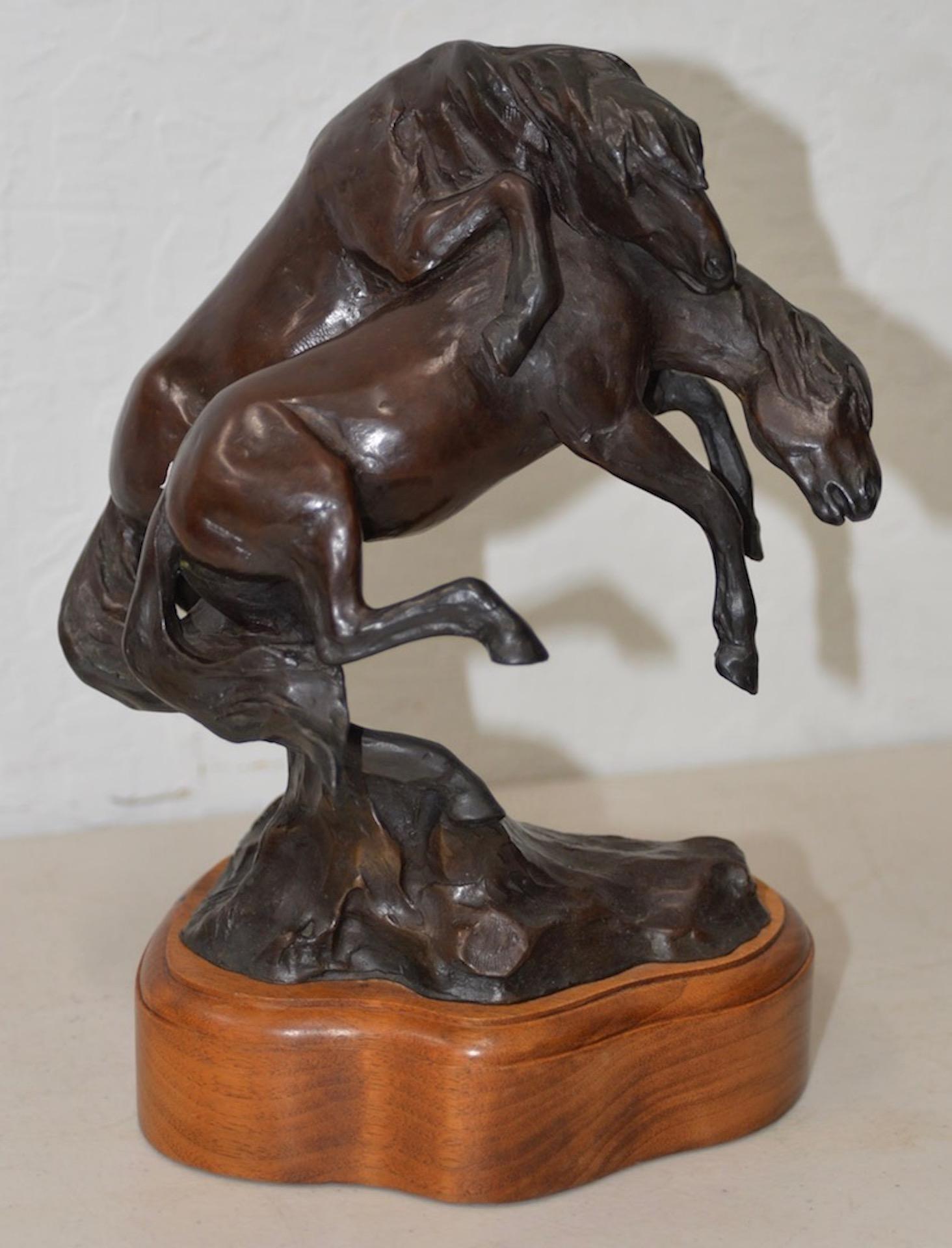 Veryl Goodnight Figurative Sculpture - Stallions Determining Rank