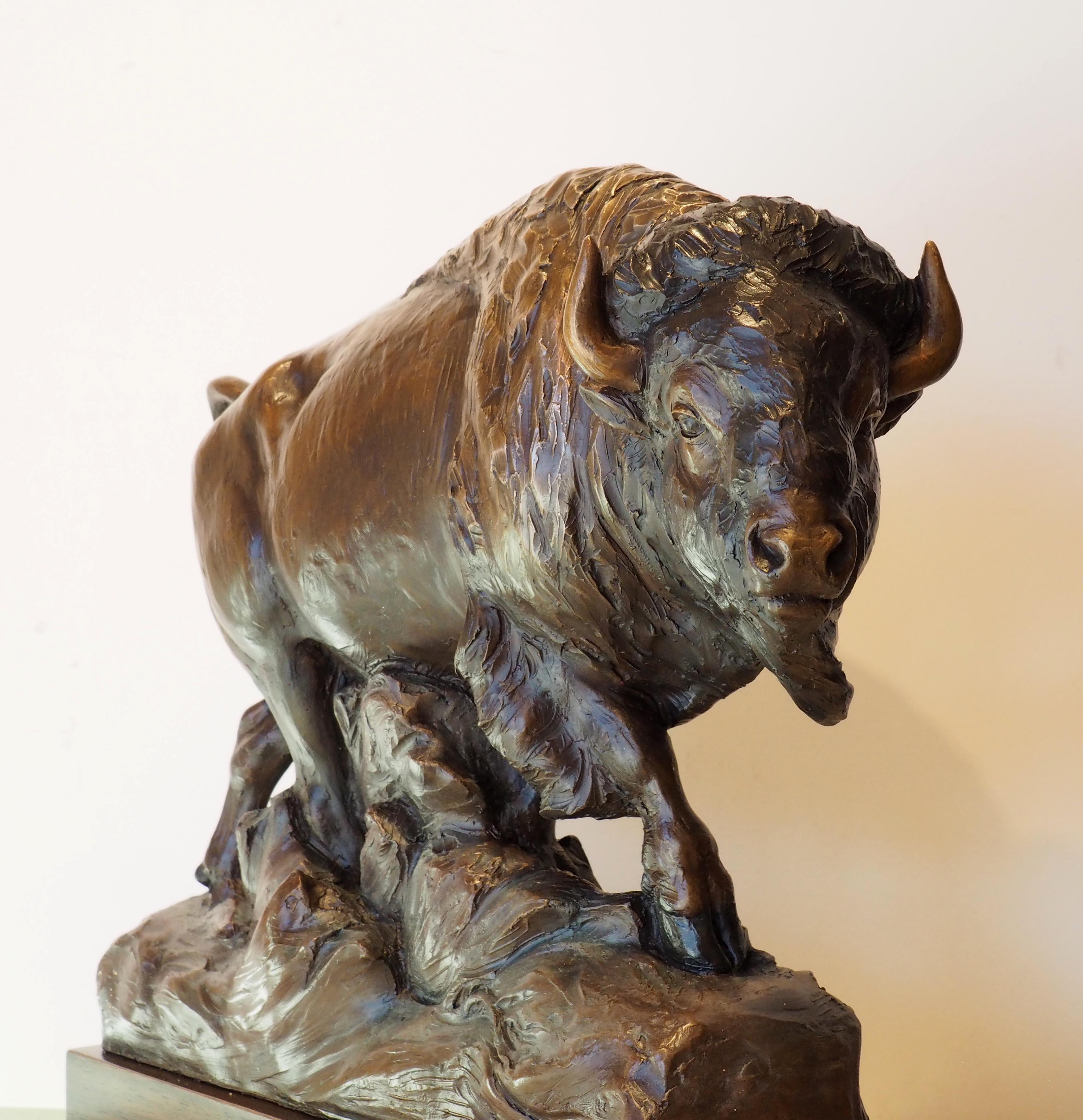 bronze buffalo sculpture