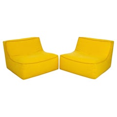 Used Verzelloni "Zoe" Yellow Fabric Armchairs, Pair