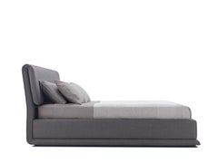 'VERZIERE' King Size Bed with Smoke Gray Upholstered Headboard and Bed Frame