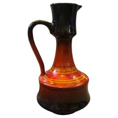1970s Verzolini Mid-Century Modern Italian Red and Brown Ceramic Vase