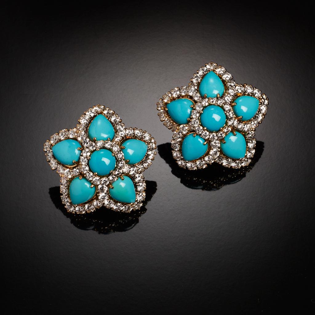 turquoise and diamond earrings