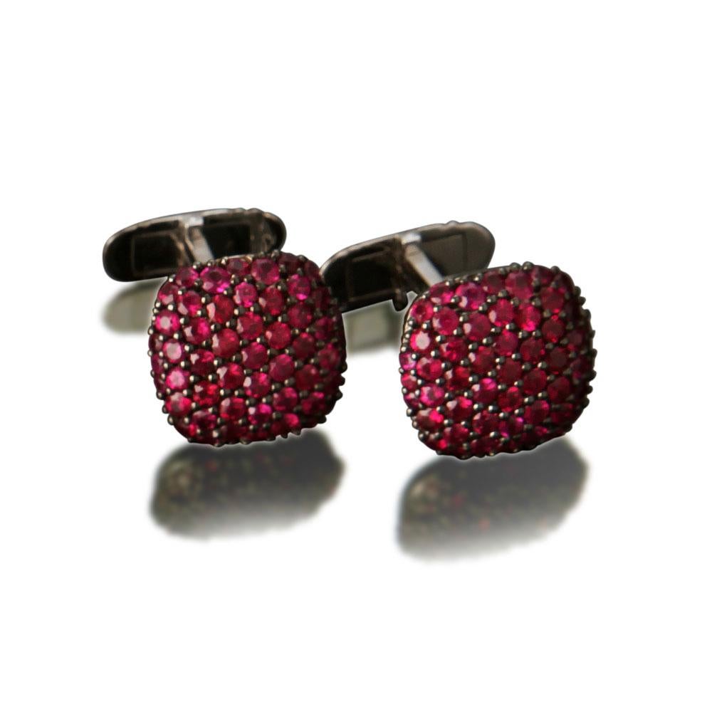 Contemporary Veschetti 18 Karat White Gold Ruby Cufflinks For Sale