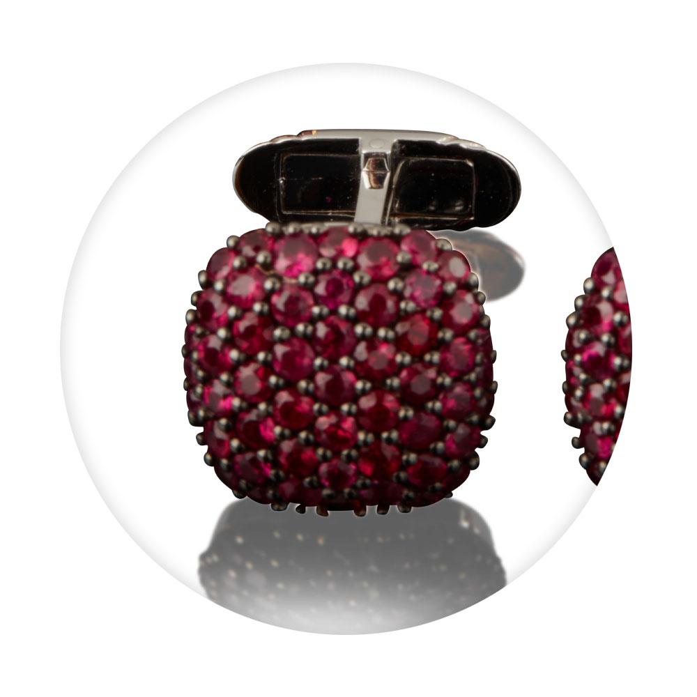 Brilliant Cut Veschetti 18 Karat White Gold Ruby Cufflinks For Sale