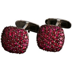 Veschetti 18 Karat White Gold Ruby Cufflinks