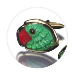 Veschetti 18 Karat Yellow Gold Jade Coral Cufflinks