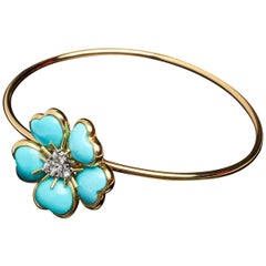 Veschetti 18 Karat Yellow Gold Turquoise Diamond Bracelet