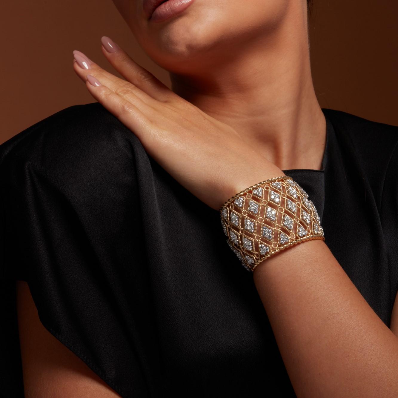 Armband aus 18 Karat Weiß- und Gelbgold mit Diamanten von Enschetti (Zeitgenössisch) im Angebot