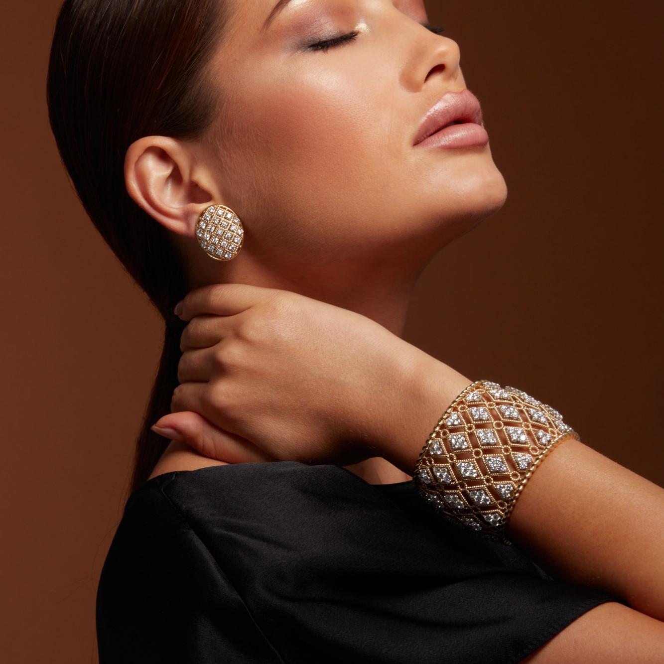 Armband aus 18 Karat Weiß- und Gelbgold mit Diamanten von Enschetti im Zustand „Neu“ im Angebot in Brescia, IT