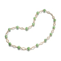 Veschetti 18 Kt Yellow Gold and Burmese Jades Necklace