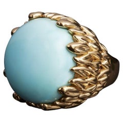 Veschetti 18 Kt Yellow Gold and Turquoise Ring