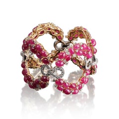 Veschetti 18 Kt Yellow Gold, Ruby and Diamond Bracelet