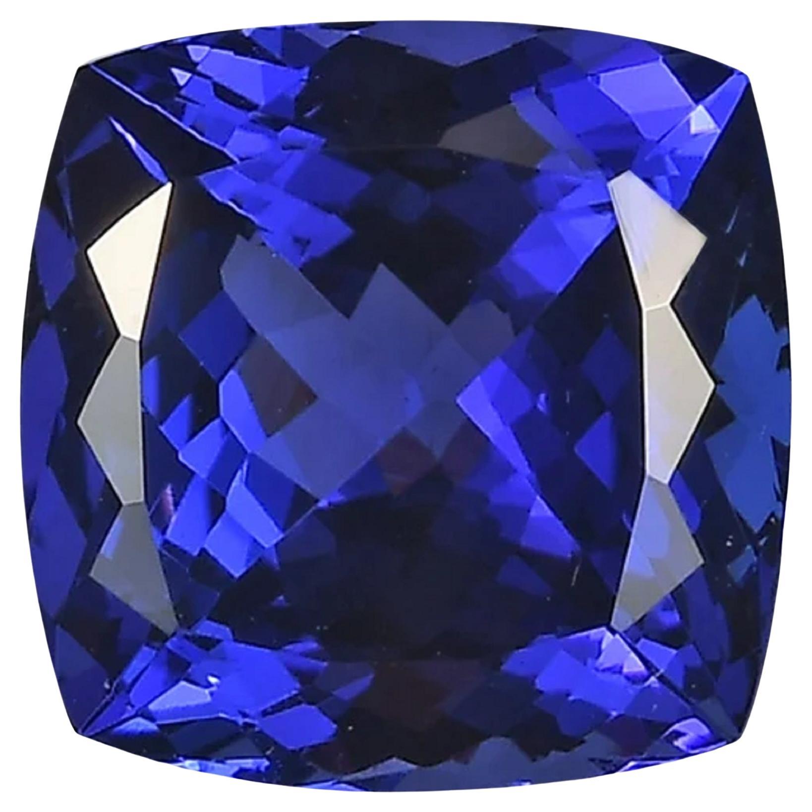 Pierre Précieuse Tanzanite Bleue Naturelle - Forme émeraude - 12x9x5 Mm - Certifiée - Neuf Sans Emballage