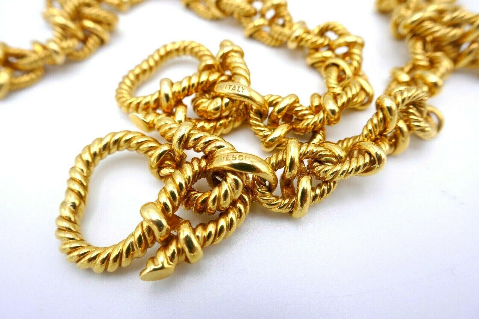 Vesco Italy Yellow Gold Rope Chain Necklace Bracelet Set 4