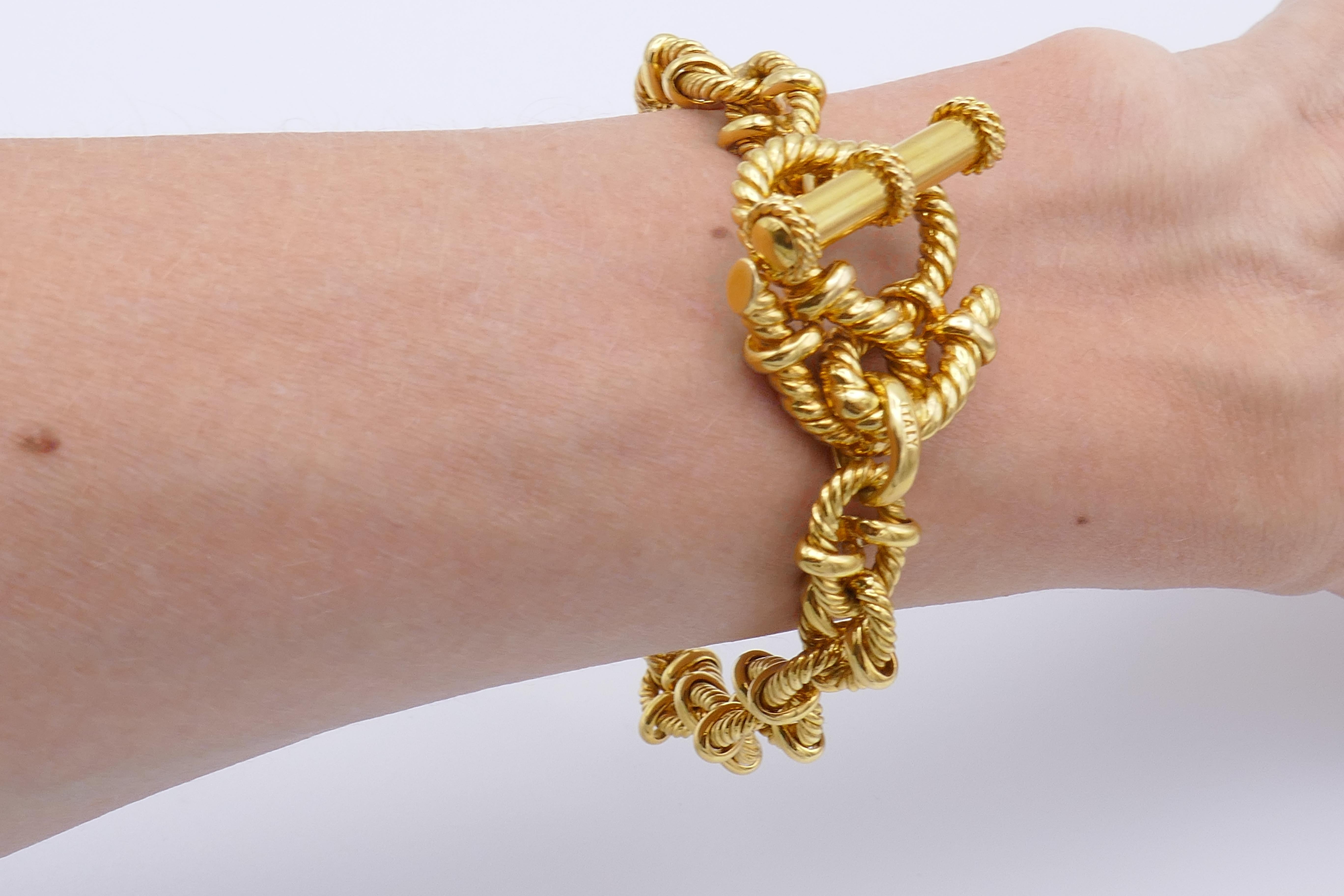 Vesco Italy Yellow Gold Rope Chain Necklace Bracelet Set 7