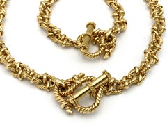 Vesco Italia Oro Amarillo Collar Cadena de Cuerda Conjunto Pulsera