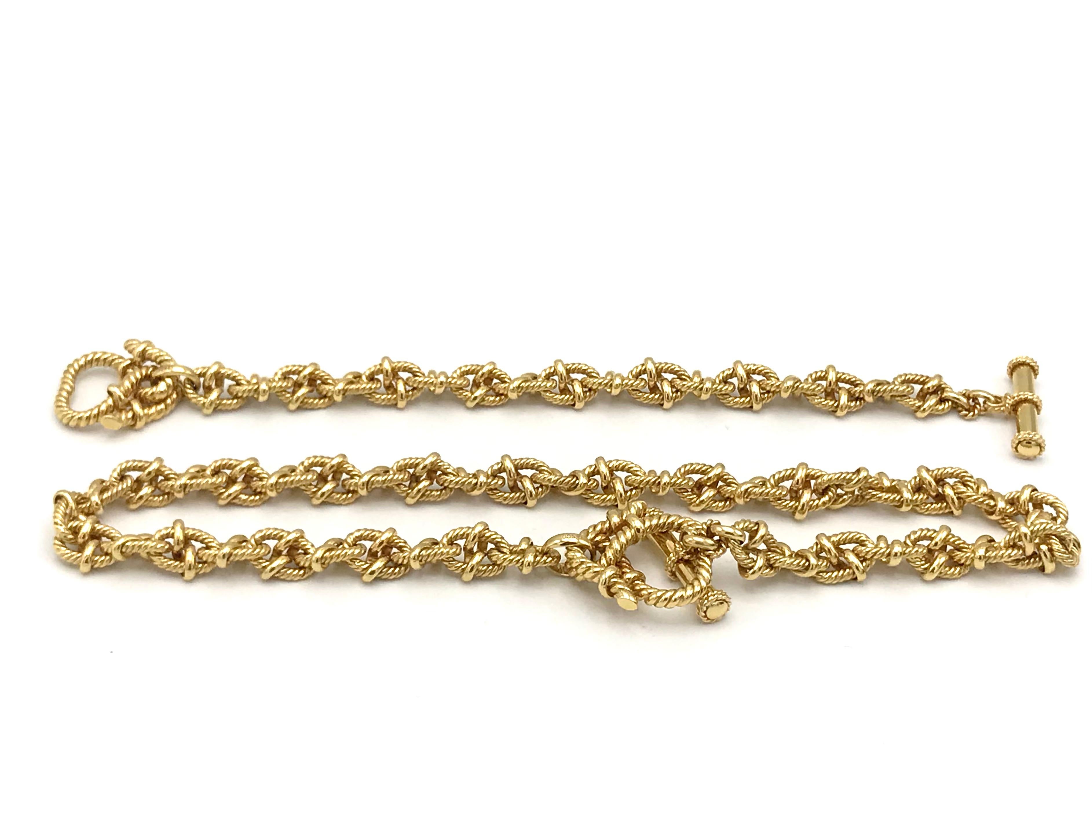 Vesco Italy Yellow Gold Rope Chain Necklace Bracelet Set In Excellent Condition In Beverly Hills, CA