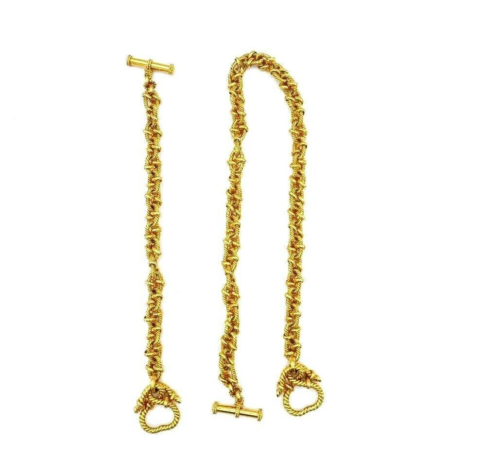 Vesco Italy Yellow Gold Rope Chain Necklace Bracelet Set 1