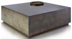 Vesper Coffee Table, Large Coffee Table in Acero Parchment and Pewter Leaf