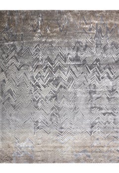 Tapis moderne noué à la main, couleurs rouille et frêne par Hands