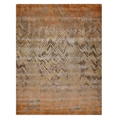 Vesper Hand Knotted Modern Silk Rug in Rust and Ash Colours by Hands