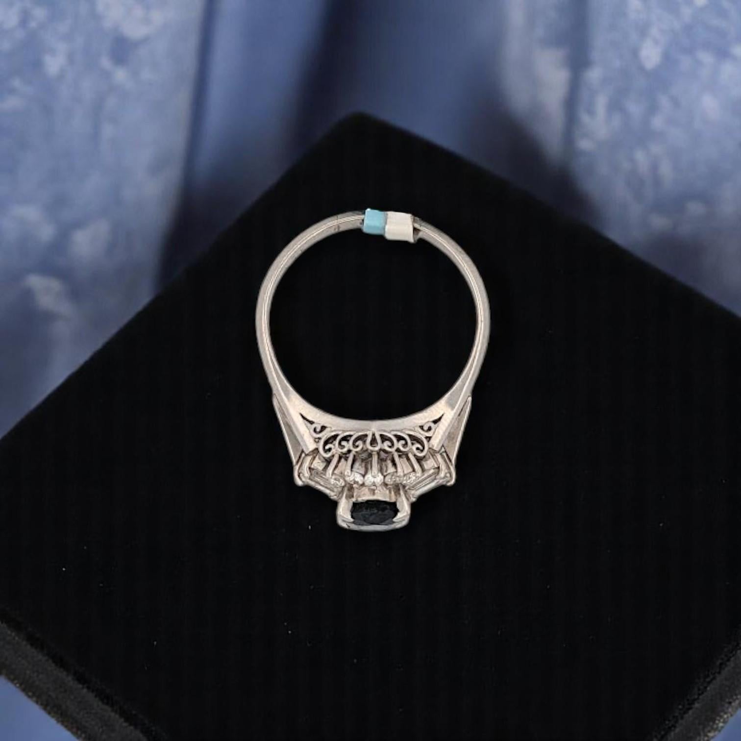 Vesper  Platinring mit 1,16ct Saphir und 0,36ct Diamanten, Eleganter Ring (Ovalschliff) im Angebot