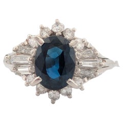 Vesper  Platinum Ring with 1.16ct Sapphire and 0.36ct Diamonds, Elegant Ring