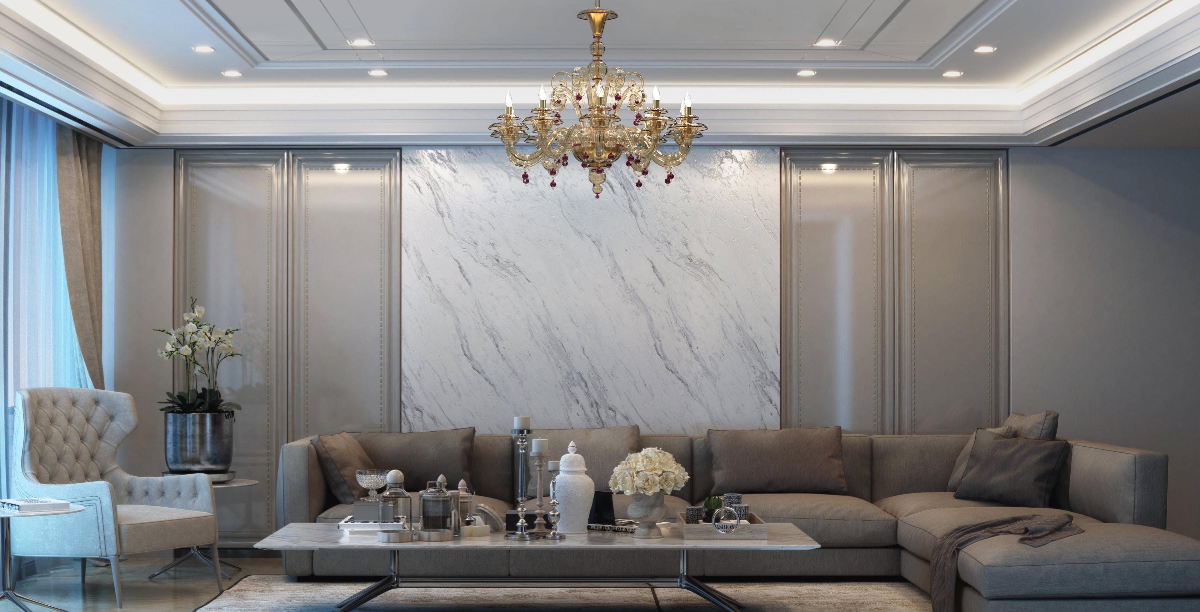 Periodo contemporaneo Vespucci Lampadario Elegante Artigianale in Vetro di Murano Dettagli Classici in vendita