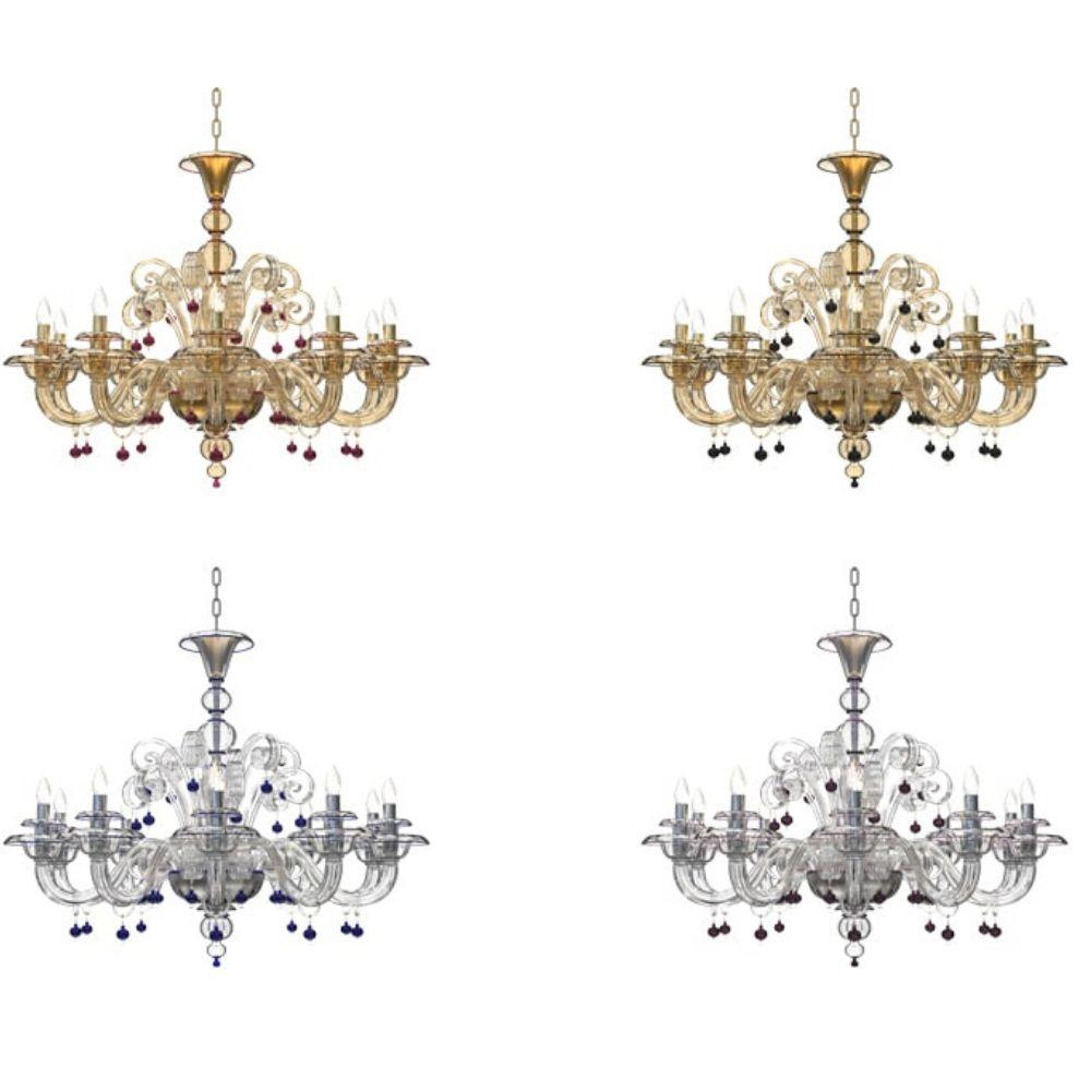 Vespucci Lampadario Elegante Artigianale in Vetro di Murano Dettagli Classici in vendita 3