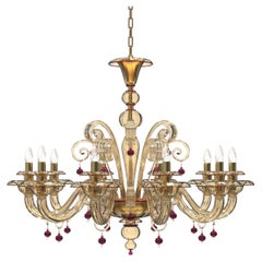 Vespucci Lampadario Elegante Artigianale in Vetro di Murano Dettagli Classici