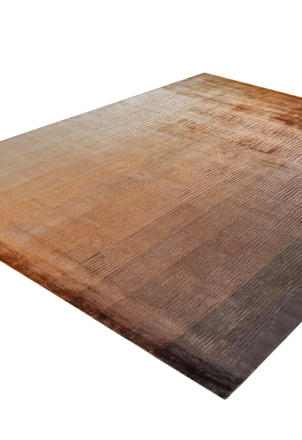 Hand-Knotted Vessel Hand Knotted Modern Silk Rug in Rust and Grey Colours by Hands For Sale