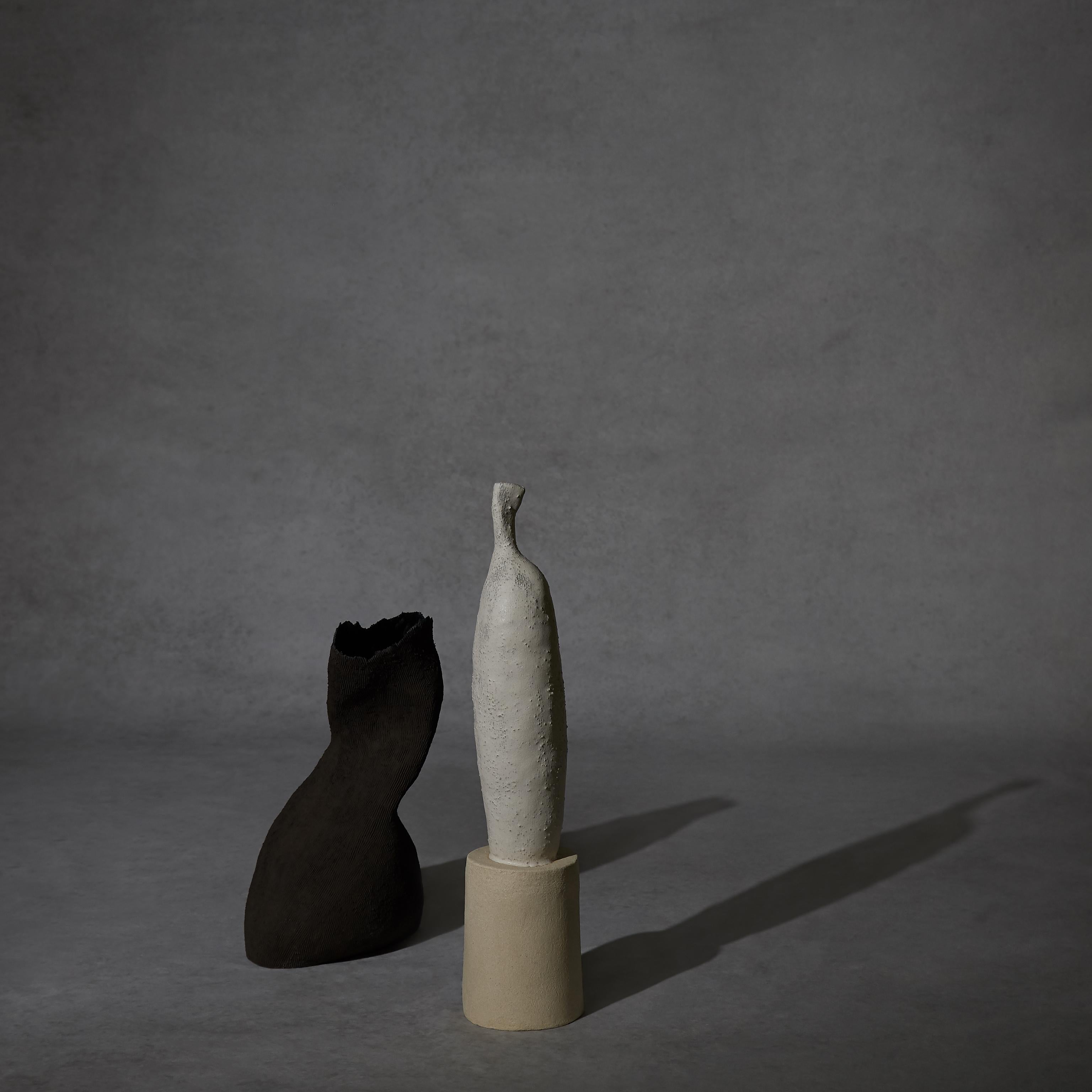 Organic Modern 21st Century Vessel No 1 Handmade Black Vase Sculpture by Ludmilla Balkis