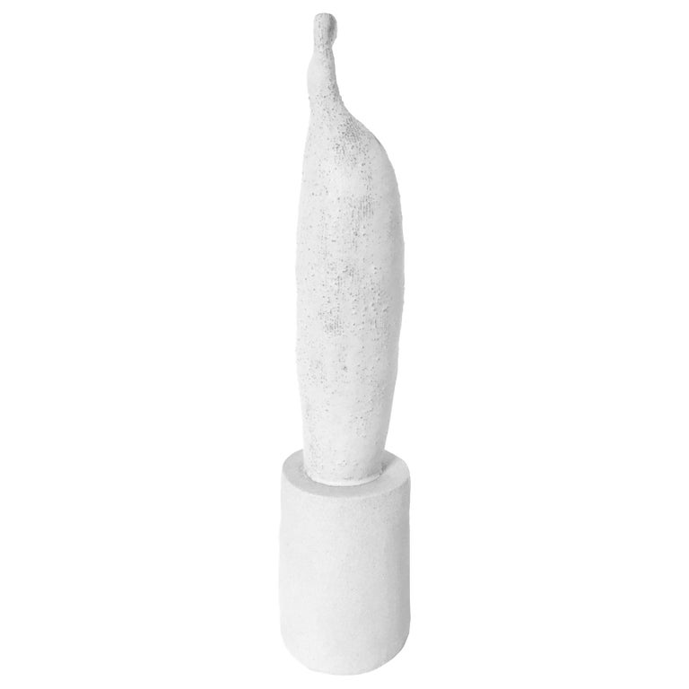 21st Century Handmade White Glazed Vessel Vase, One of a Kind by Ludmilla Balkis For Sale