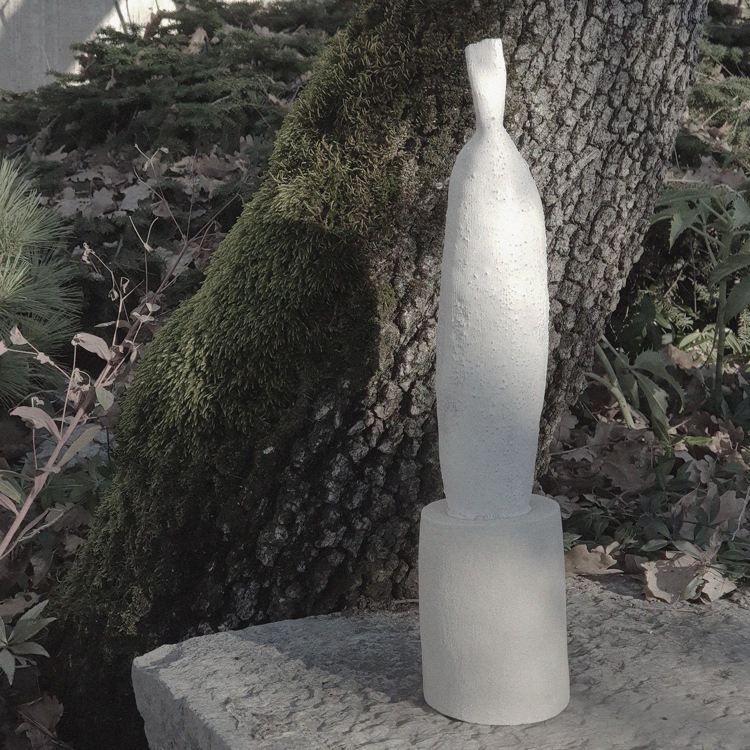 Hand-Crafted 21st Century Handmade White Glazed Vessel Vase, One of a Kind by Ludmilla Balkis