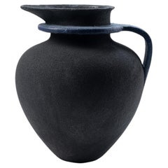 Vessel Single-Handled Black Ceramic Sculptural Vase by Room Studio