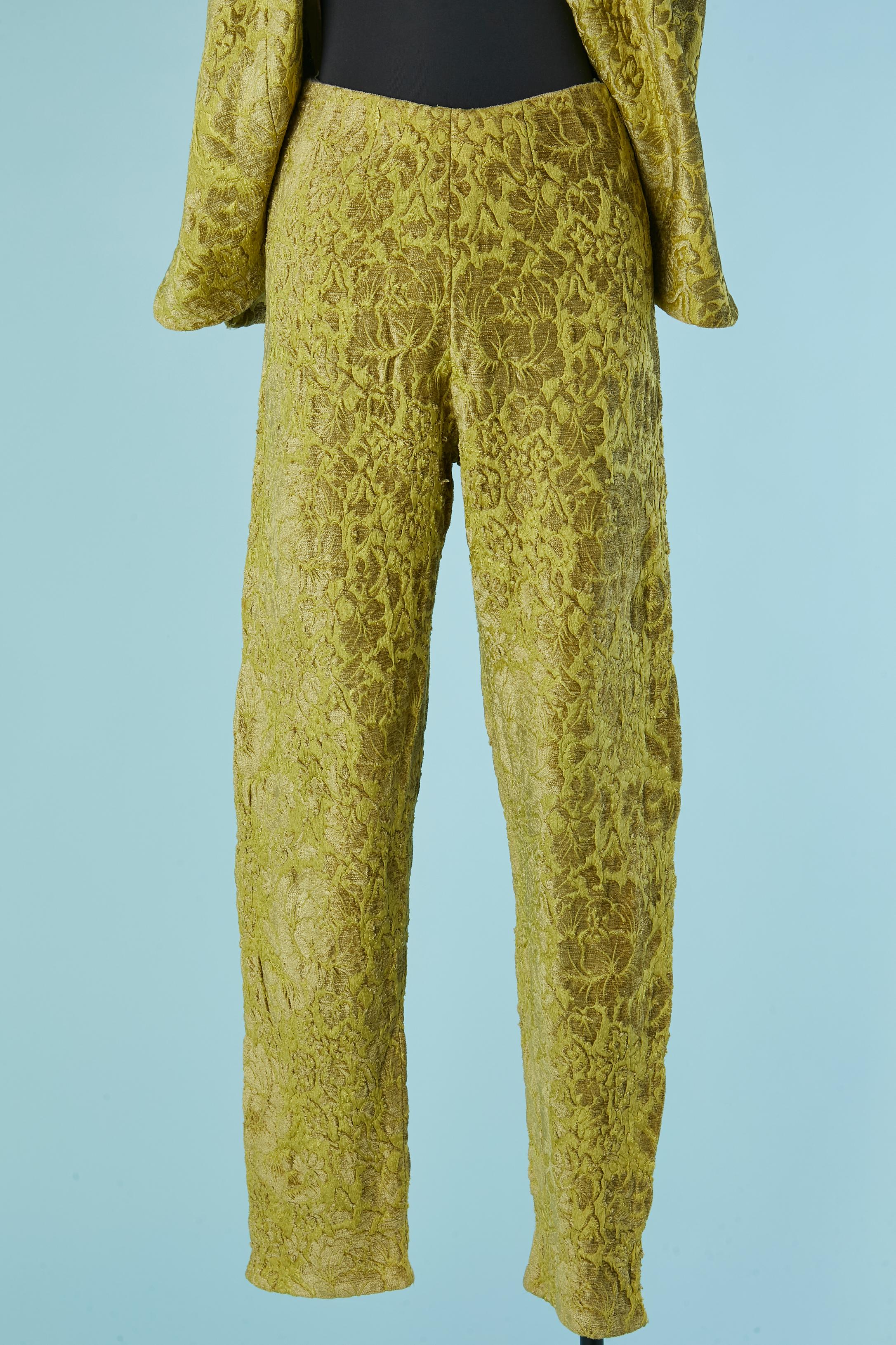 Vest and trouser in damask velvet ensemble PIERRE BALMAIN IVOIRE Circa 1970's For Sale 1