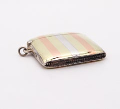 VESTA CASE 1920 Germany Art Deco Matches Box In 14Kt Gold & Sterling Silver