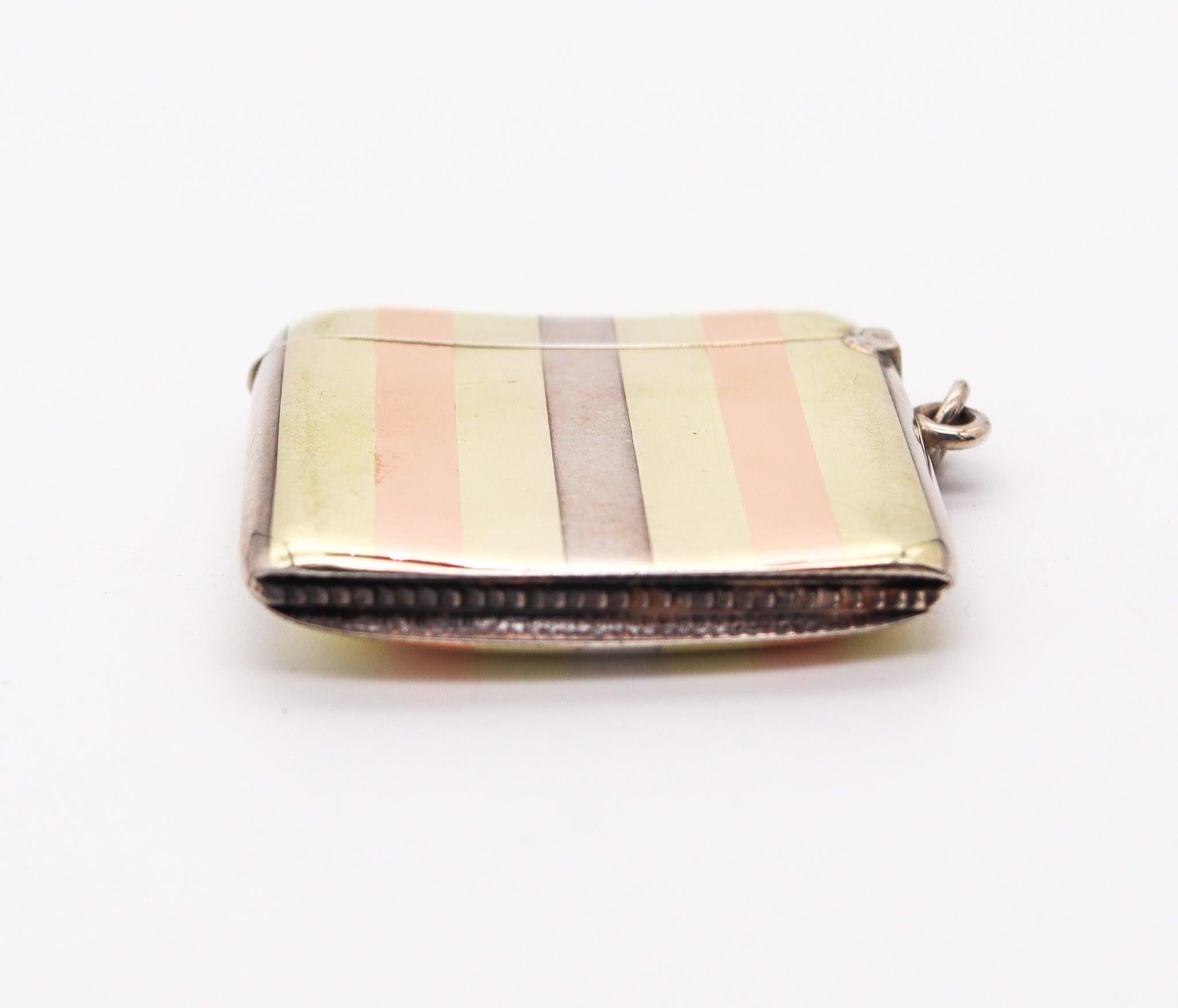 Allemand CASE VESTA CASE 1920 Allemagne Art Déco en or 14 carats et argent sterling en vente