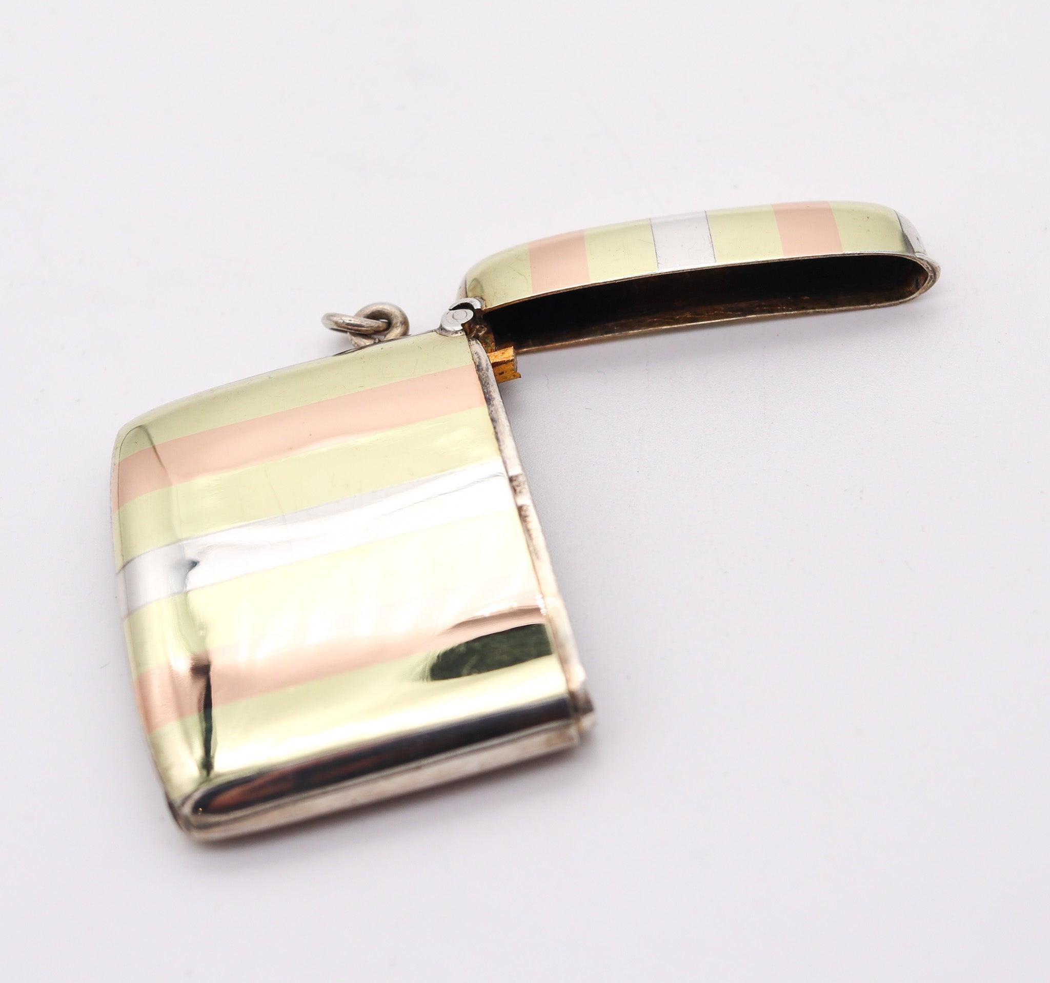 Fait main CASE VESTA CASE 1920 Allemagne Art Déco en or 14 carats et argent sterling en vente
