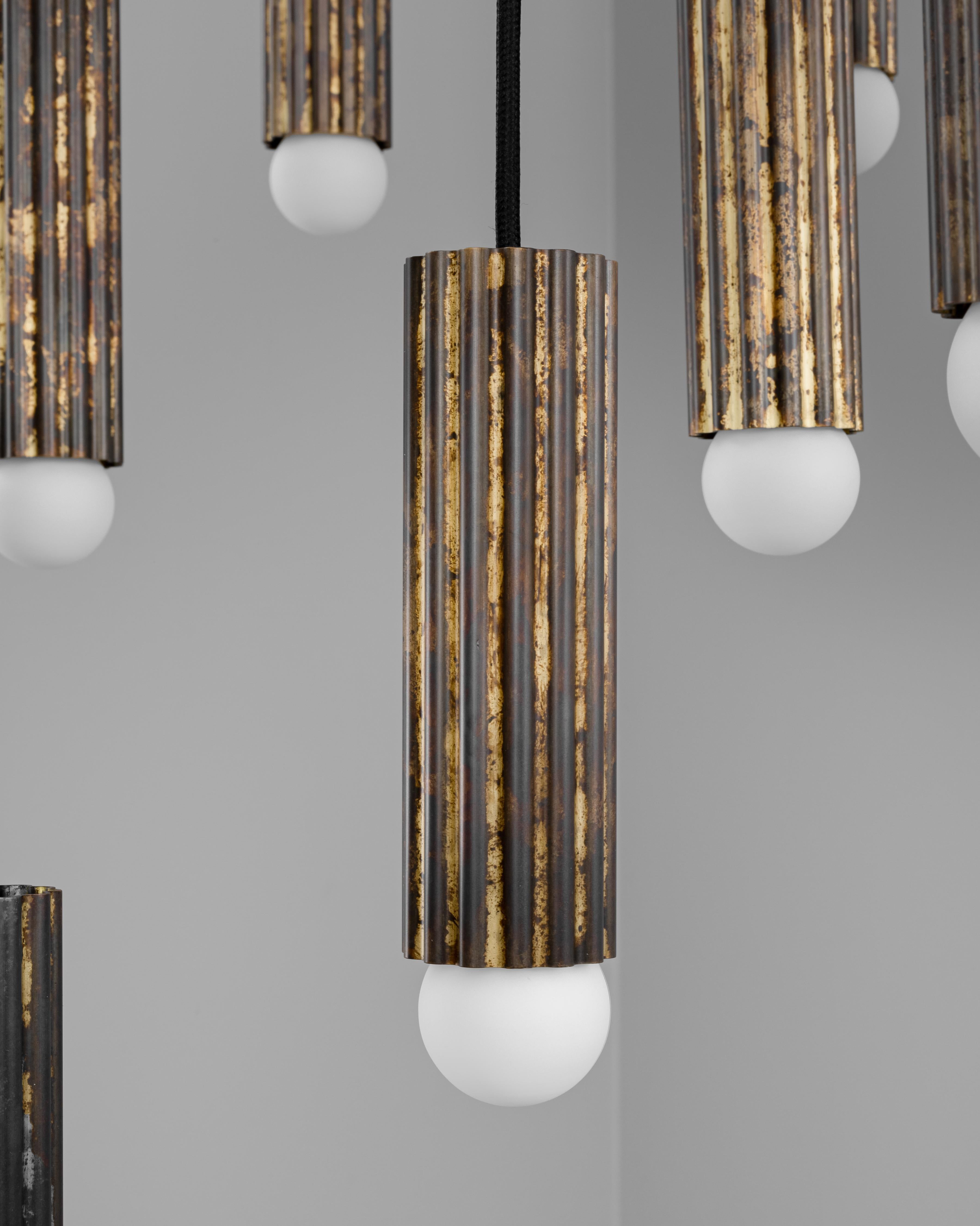 Patinated Vesta Cluster 32 Chandelier For Sale