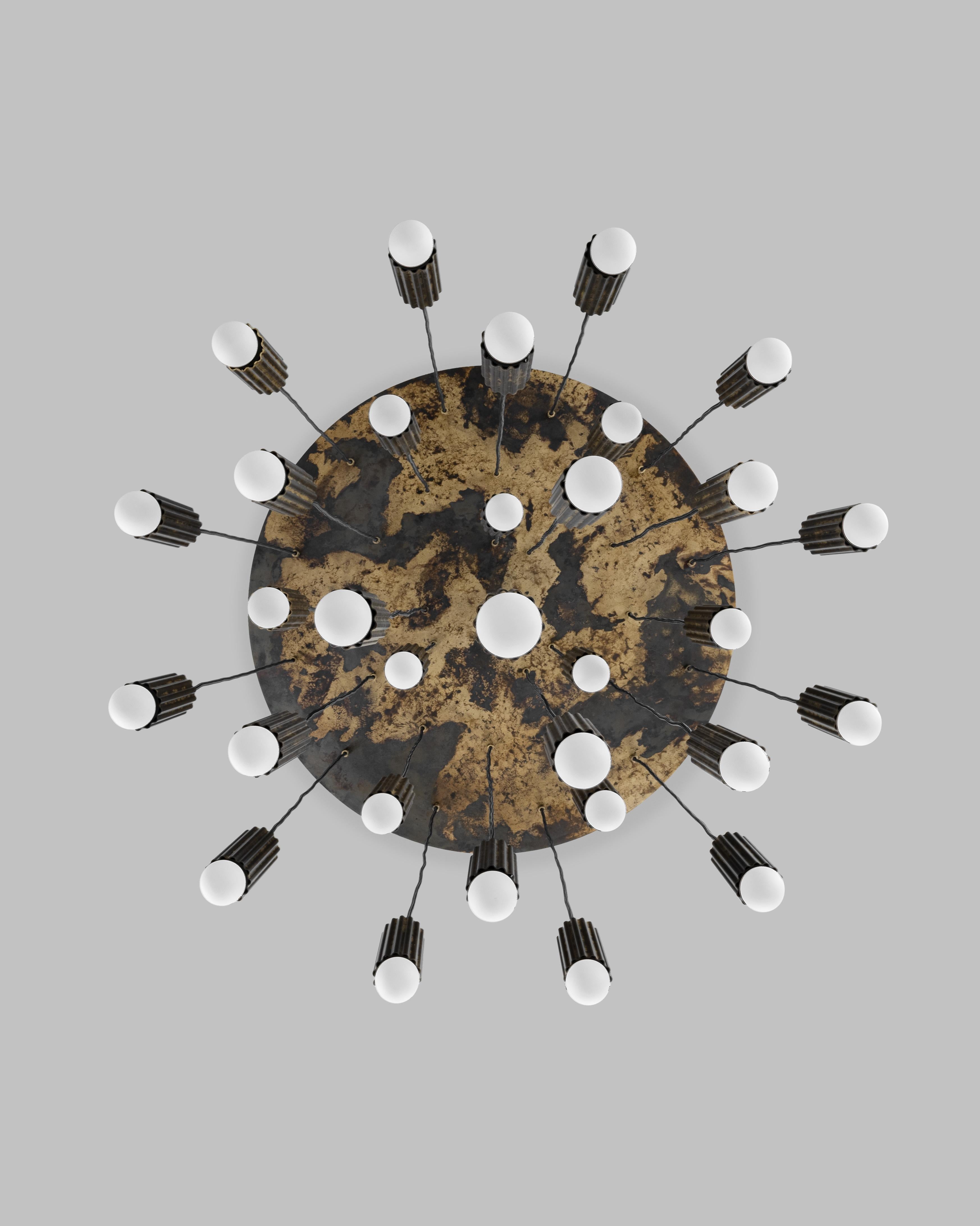 Brass Vesta Cluster 32 Chandelier For Sale
