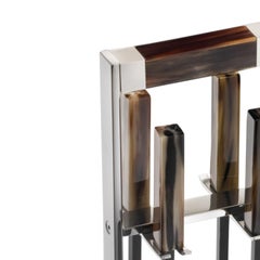Set caminetto Vesta in acciaio inox, Horn e metallo verniciato di Arcahorn