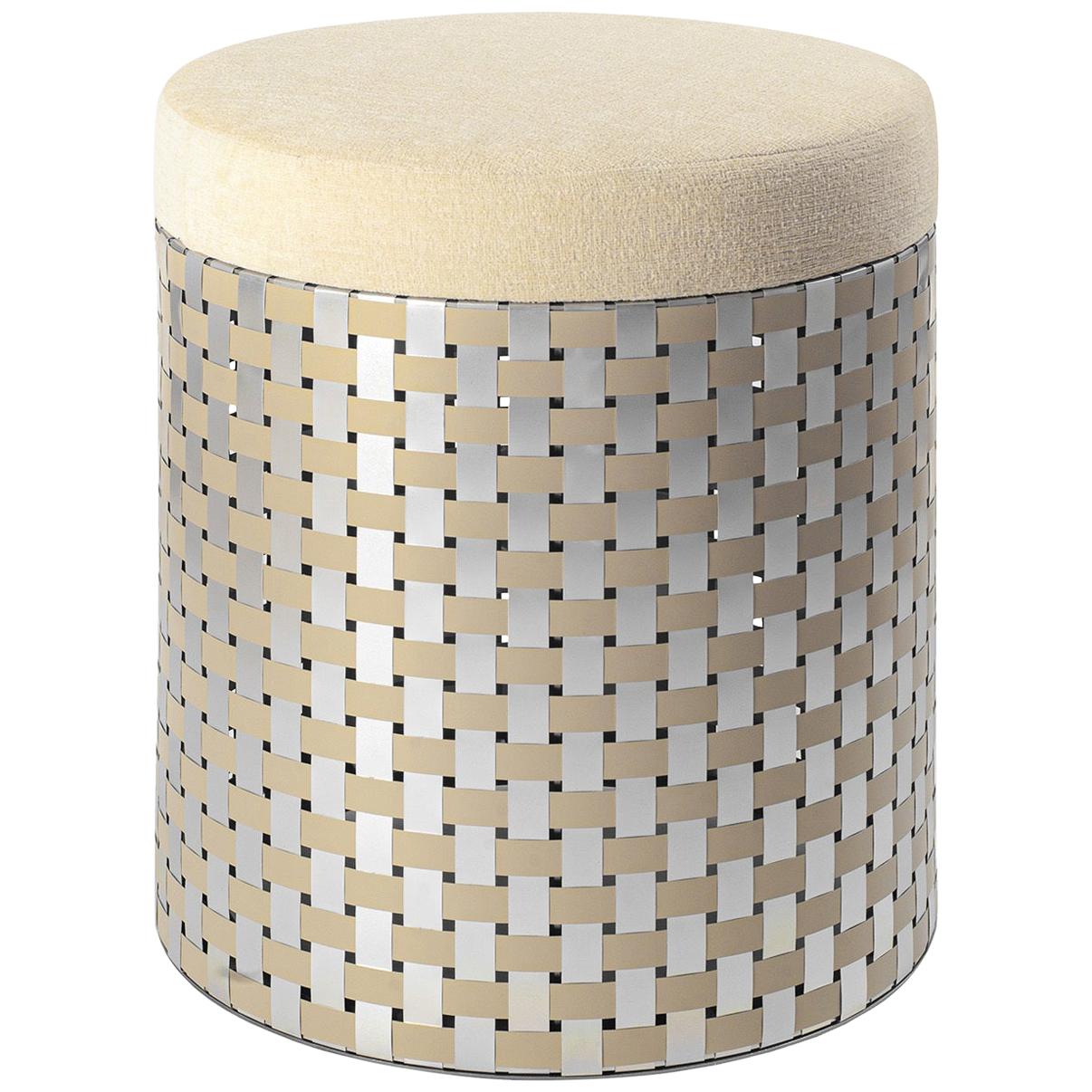 Vesta Optical Gold Pouf For Sale