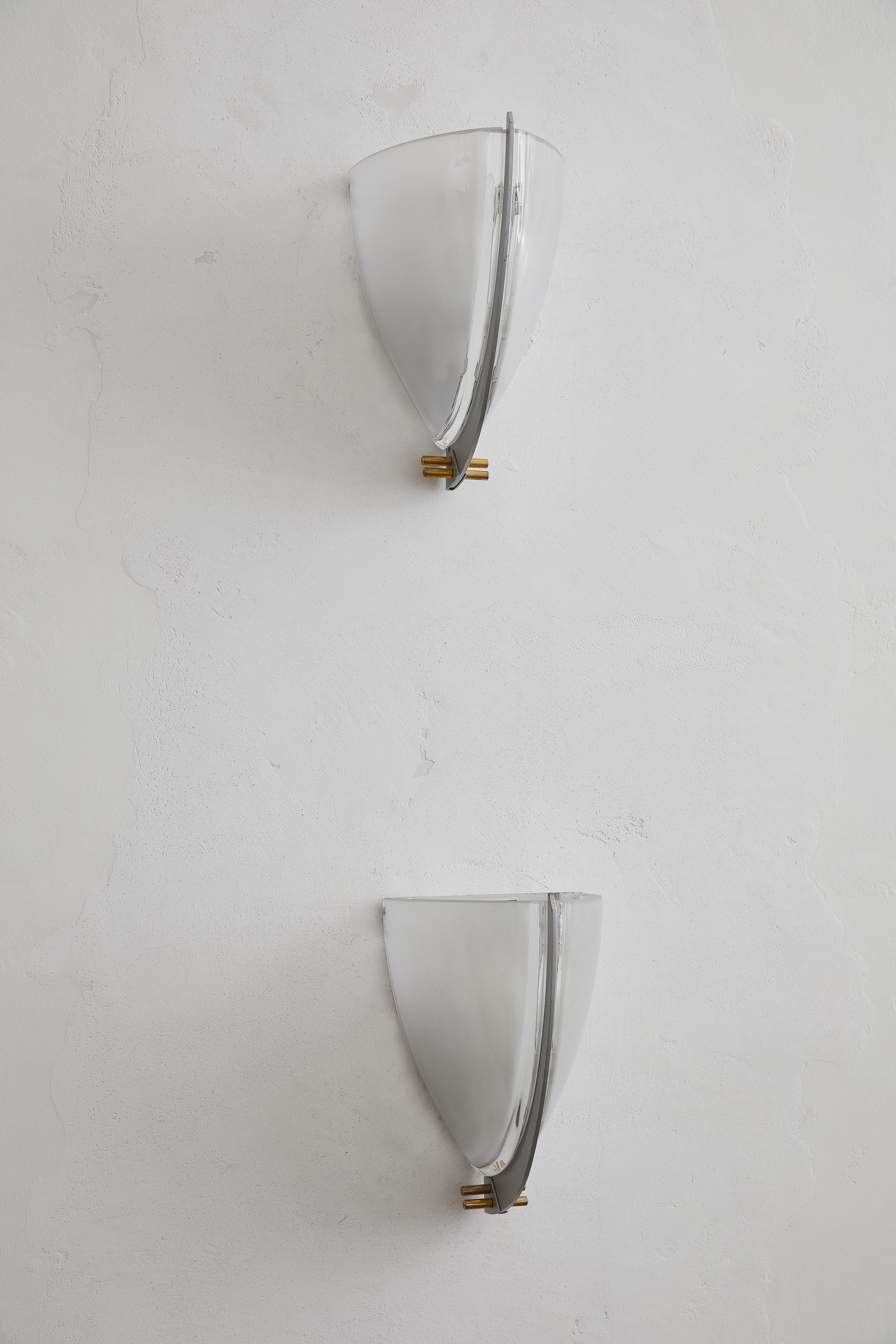 Post-Modern Vesta Postmodern Glass Sconce Pair for VeArt  by Ernesto Gismondi C 1990 For Sale