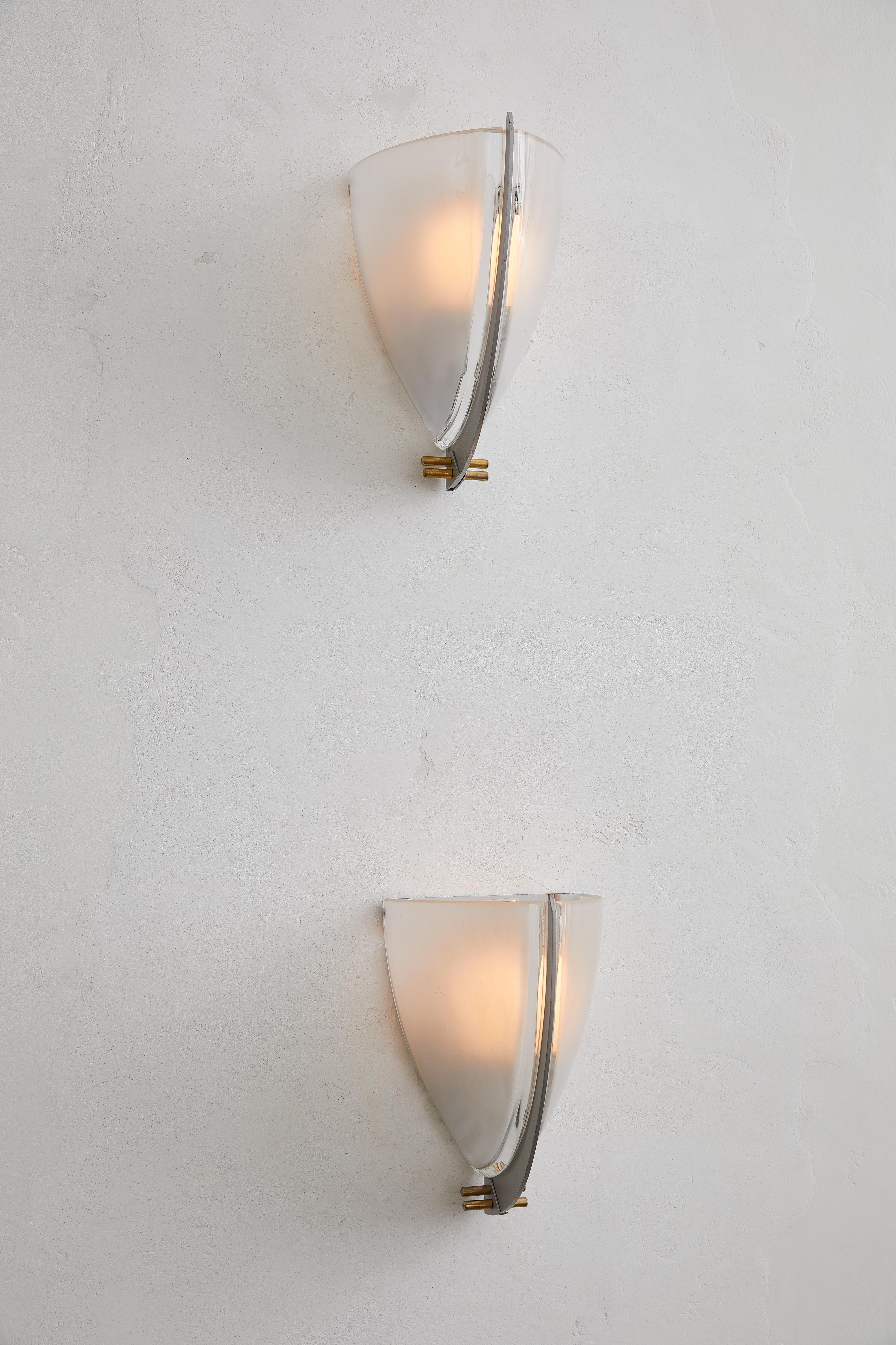 Italian Vesta Postmodern Glass Sconce Pair for VeArt  by Ernesto Gismondi C 1990 For Sale