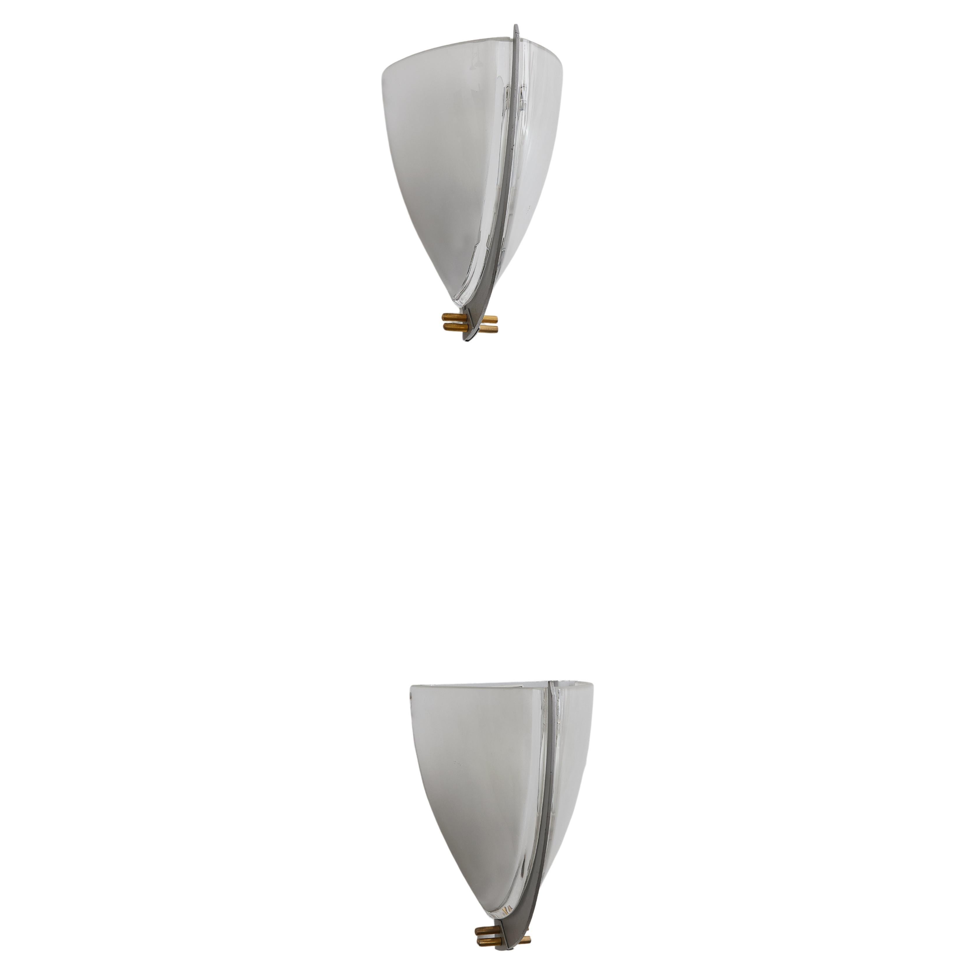 Vesta Postmodern Glass Sconce Pair for VeArt  by Ernesto Gismondi C 1990 For Sale