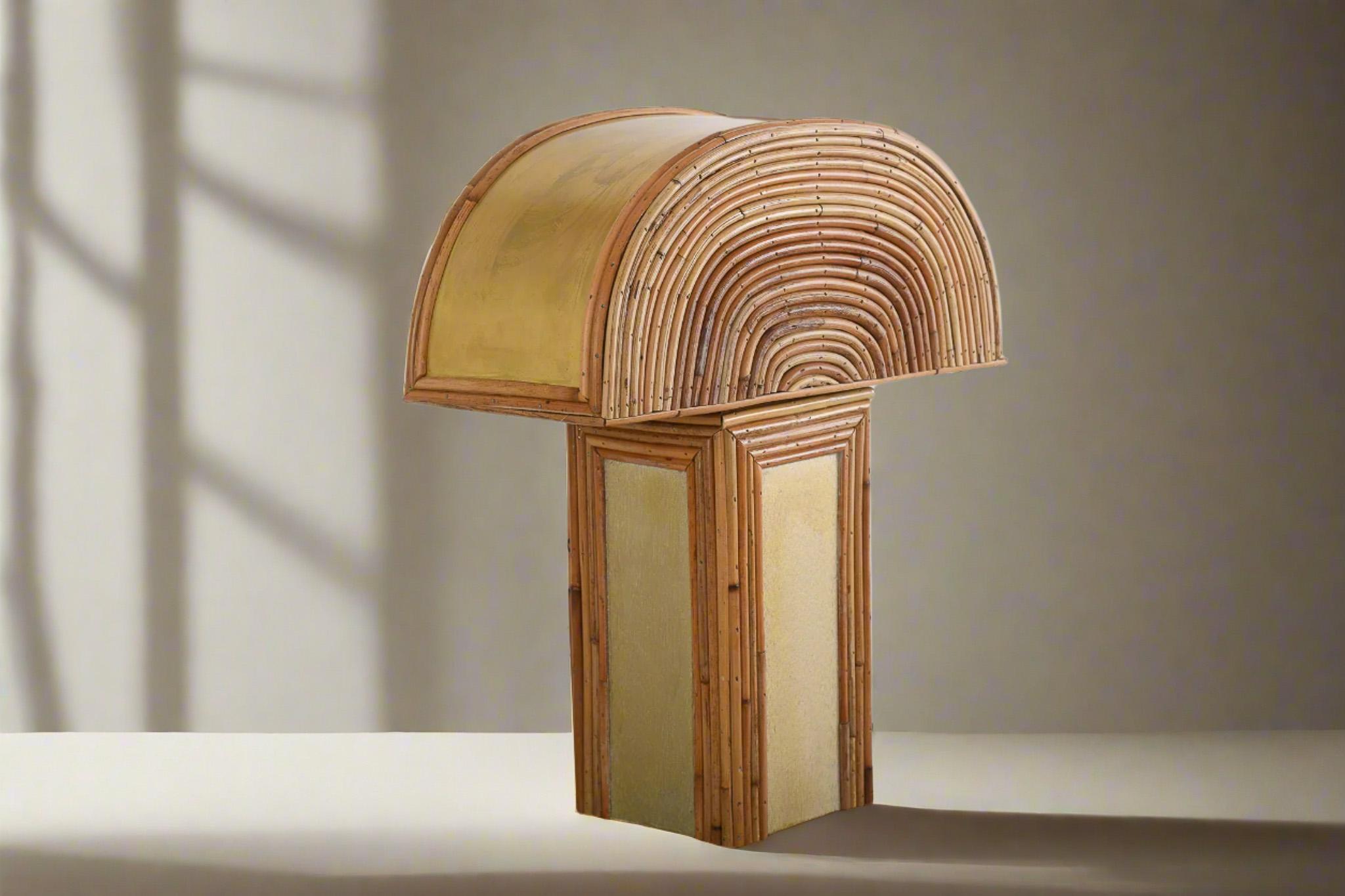 Mid-Century Modern Vesta Rattan Table Lamp For Sale